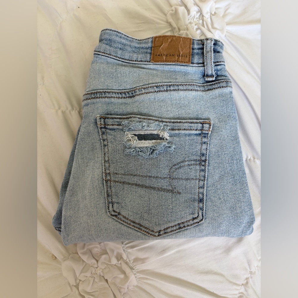 American Eagle Outfitters Distressed Light Blue Boyfriend Jeans